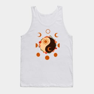 Floral Yin Yang & moon phases Tank Top